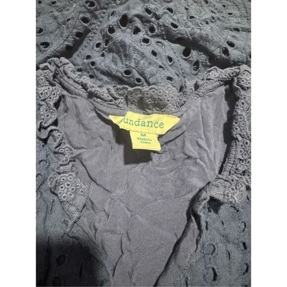 Sundance Blue eyelet Promise dress scalloped ruffle M - Picture 3 of 9